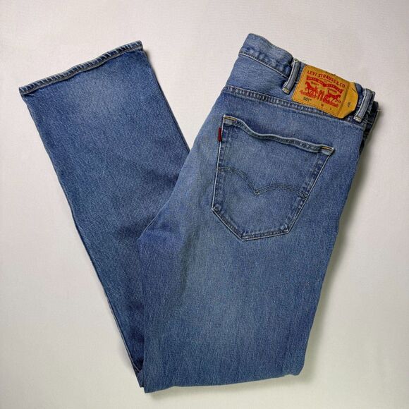 Levi's 501 Button Fly Blank Tab Jeans Men's 42x34 Med. Wash Straight Leg Unique - Picture 1 of 15